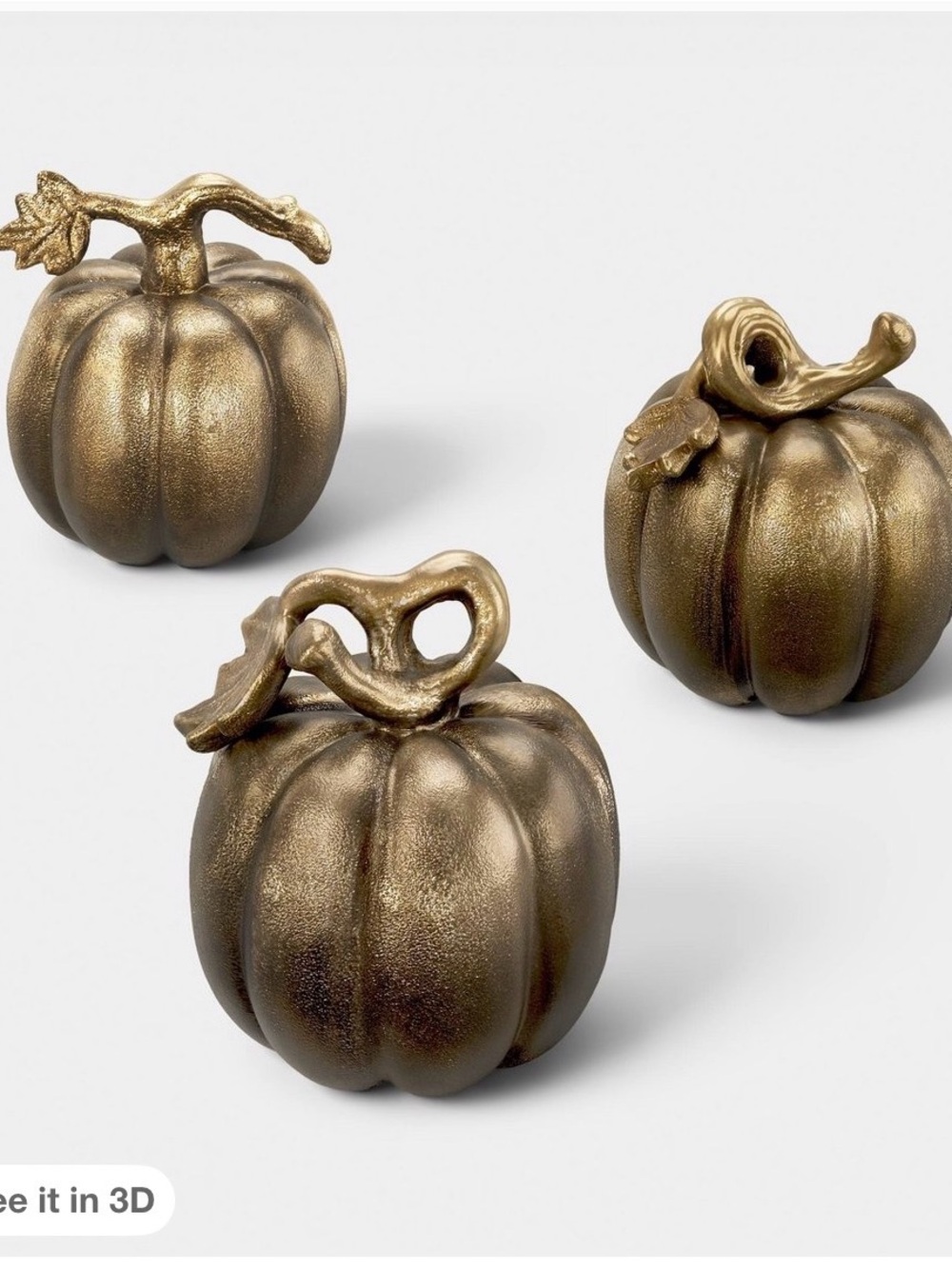Threshold mini Metallic Gold Pumpkin Accent set of 3